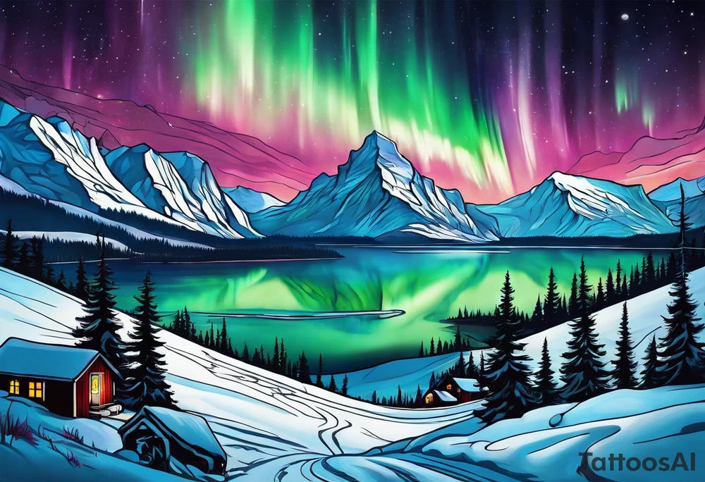 Northern lights with pennywise tattoo idea