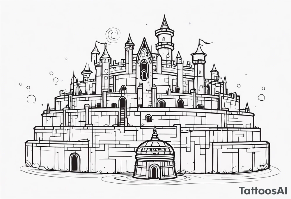 Labyrinth Castle with bell tattoo idea