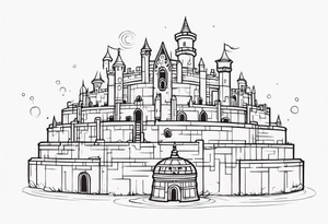 Labyrinth Castle with bell tattoo idea