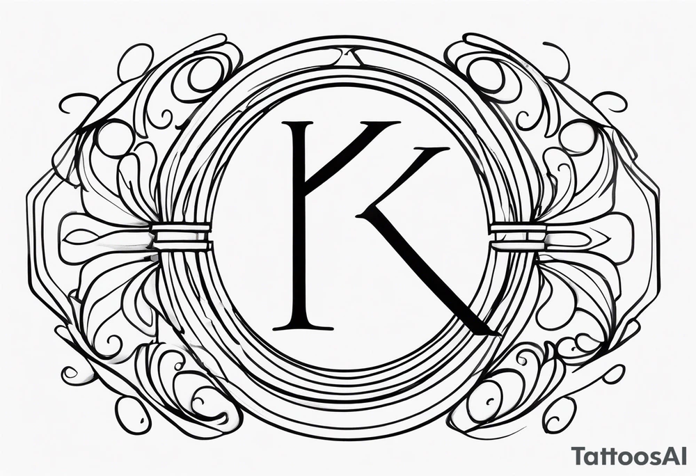 Clean, thin lines forming a monogram. The "K" and the nomber "3" tattoo idea