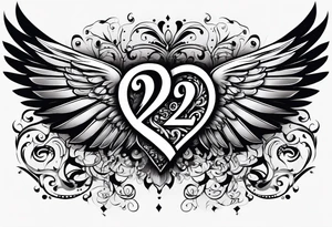 A heart in the form of the number 22 with wings tattoo idea