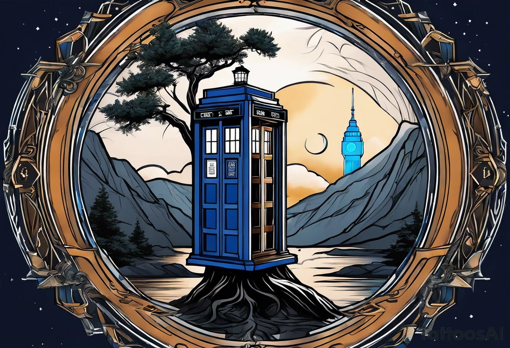 Tree with Jedi symbol and a tardis tattoo idea