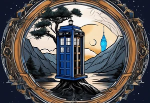 Tree with Jedi symbol and a tardis tattoo idea