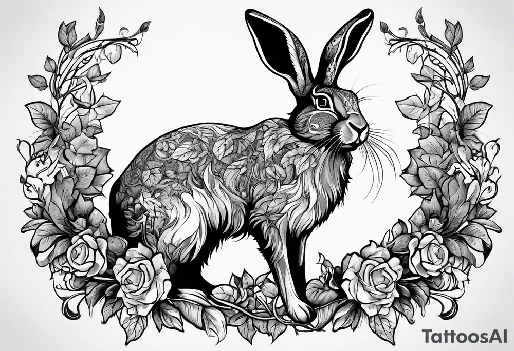 hare, ivy
Show as a band for around an arm tattoo idea