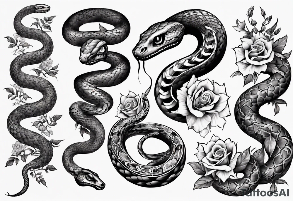 Floral Snake of nine eyes tattoo idea