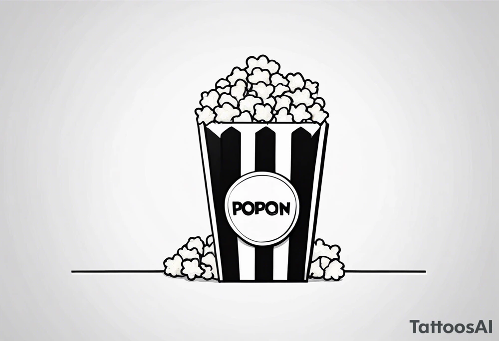 Traditional cinema Popcorn box with vertical stripes, fine line tattoo idea