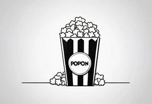 Traditional cinema Popcorn box with vertical stripes, fine line tattoo idea