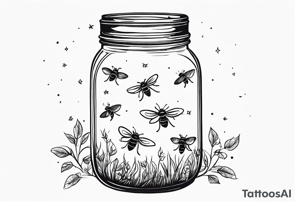 Mason jar with fireflies tattoo idea