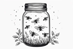 Mason jar with fireflies tattoo idea