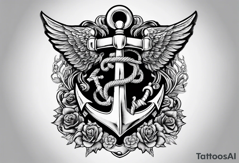 Nurse caduceus and Coast Guard anchor blended tattoo idea
