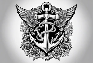 Nurse caduceus and Coast Guard anchor blended tattoo idea