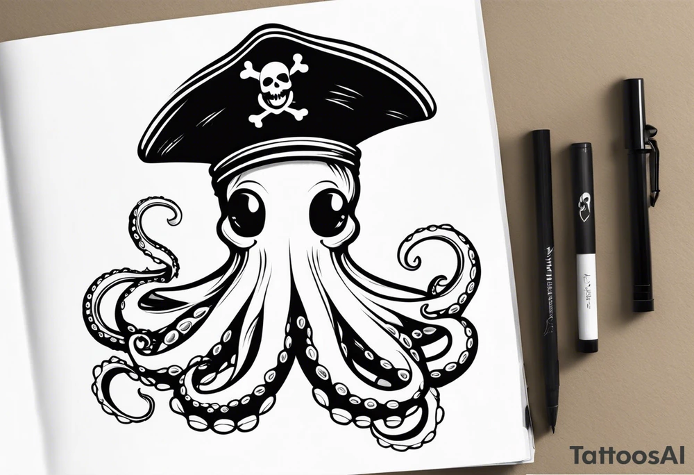 octopus wearing a pirate hat tattoo idea