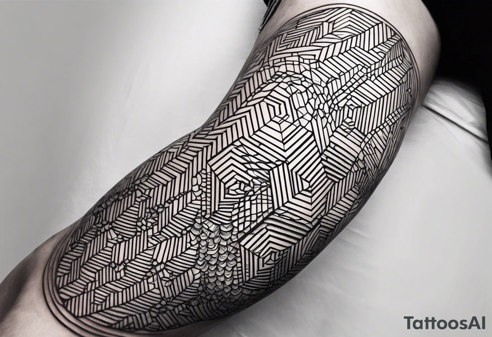 pattern geometric full male leg sleeve tile honeycomb tattoo idea