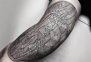 pattern geometric full male leg sleeve tile honeycomb tattoo idea