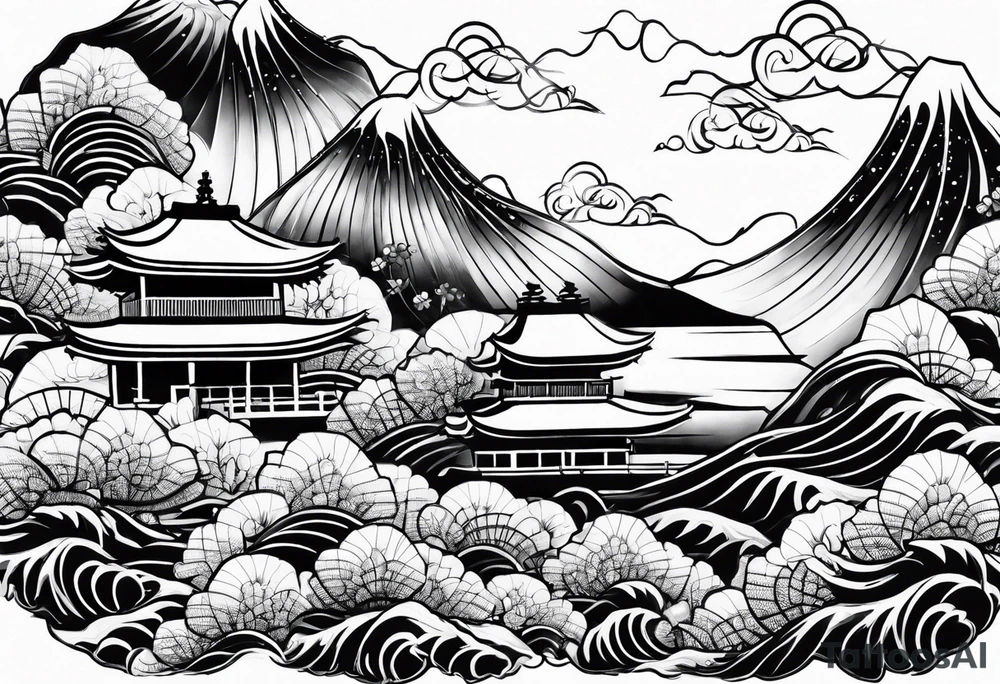 Basic all Black Japanese fan tattoo idea