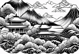 Basic all Black Japanese fan tattoo idea