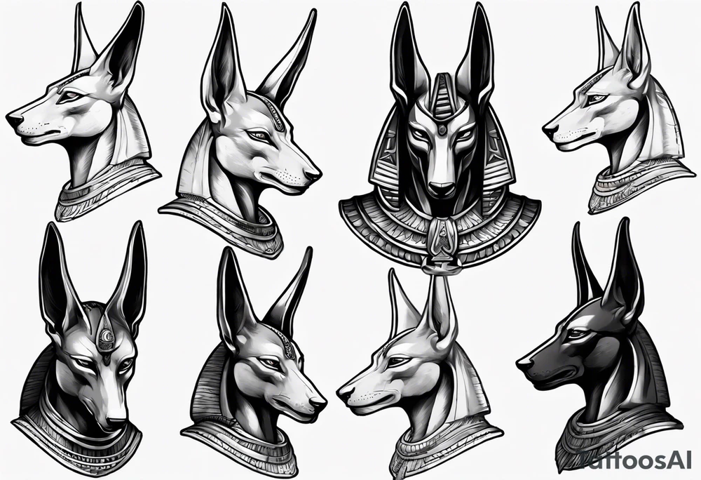 Anubis - but only head, completed with some mythology fillers tattoo idea Anubis - but only head, completed with some mythology fillers tattoo idea