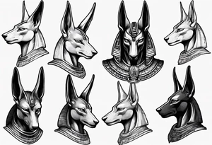 Anubis - but only head, completed with some mythology fillers tattoo idea