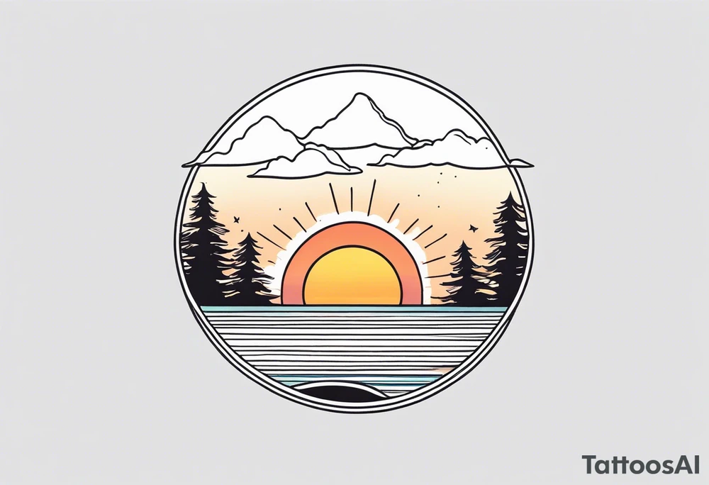 Sea and sunset tattoo.
Minimal. tattoo idea