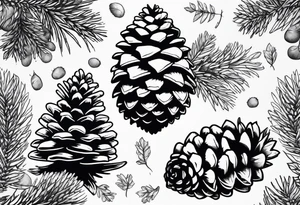 Upside down pine cone with forest on top tattoo idea