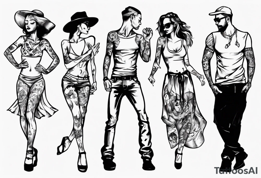 Dancing guy and girl tattoo idea