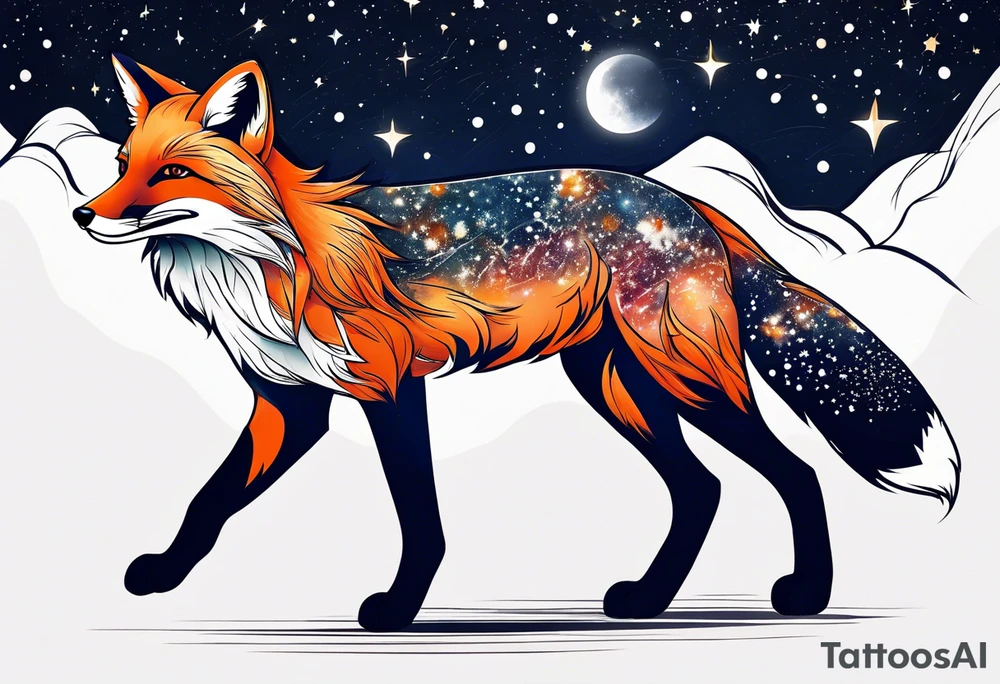 fox looking at the stars tattoo idea