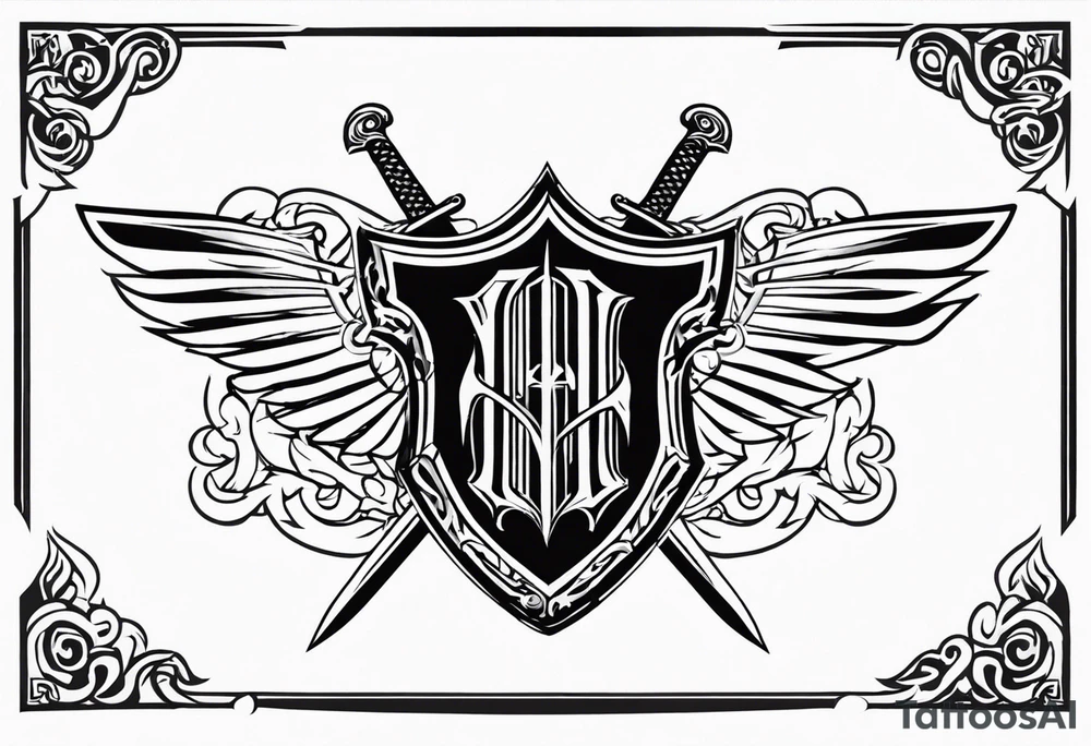 Valhalla steps shield sword tattoo idea