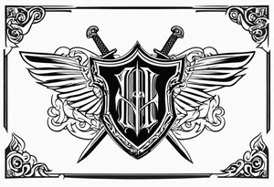 Valhalla steps shield sword tattoo idea