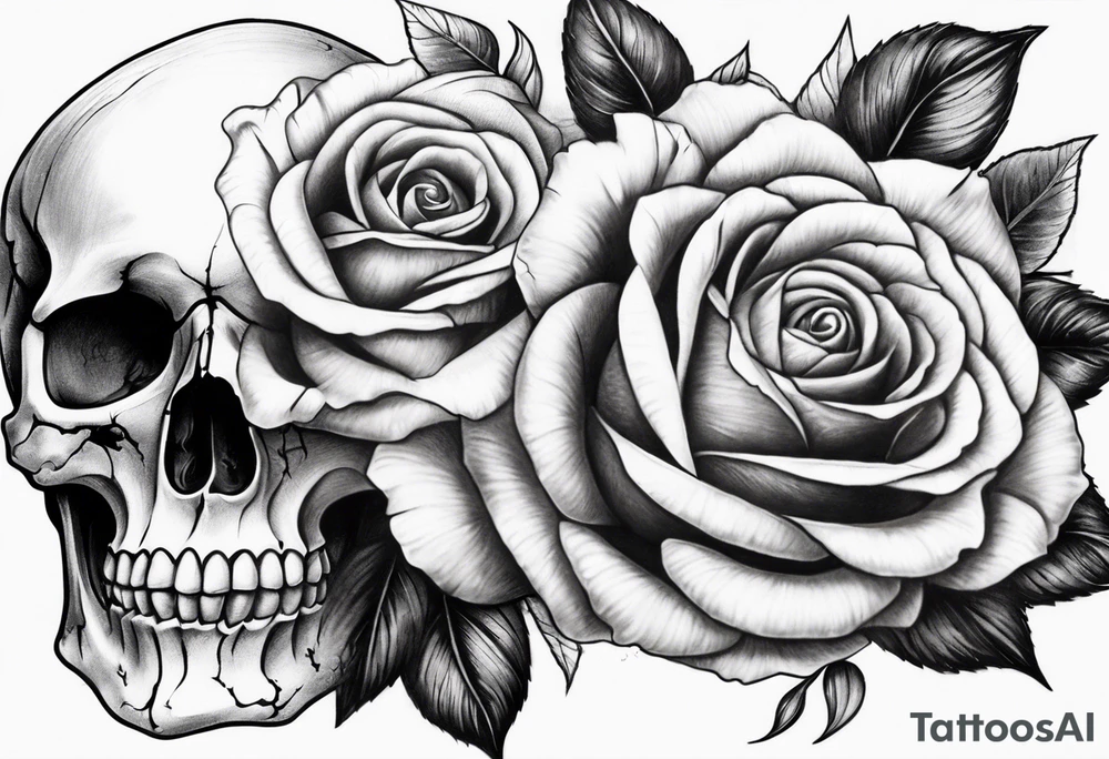 Skull rose sleeve tattoo idea