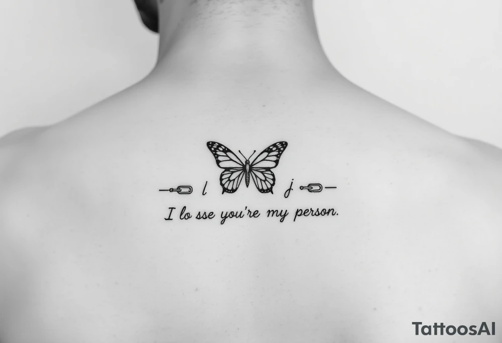Chain link chain, butterfly, i ♥️ u alan knutson, you're my person tattoo idea
