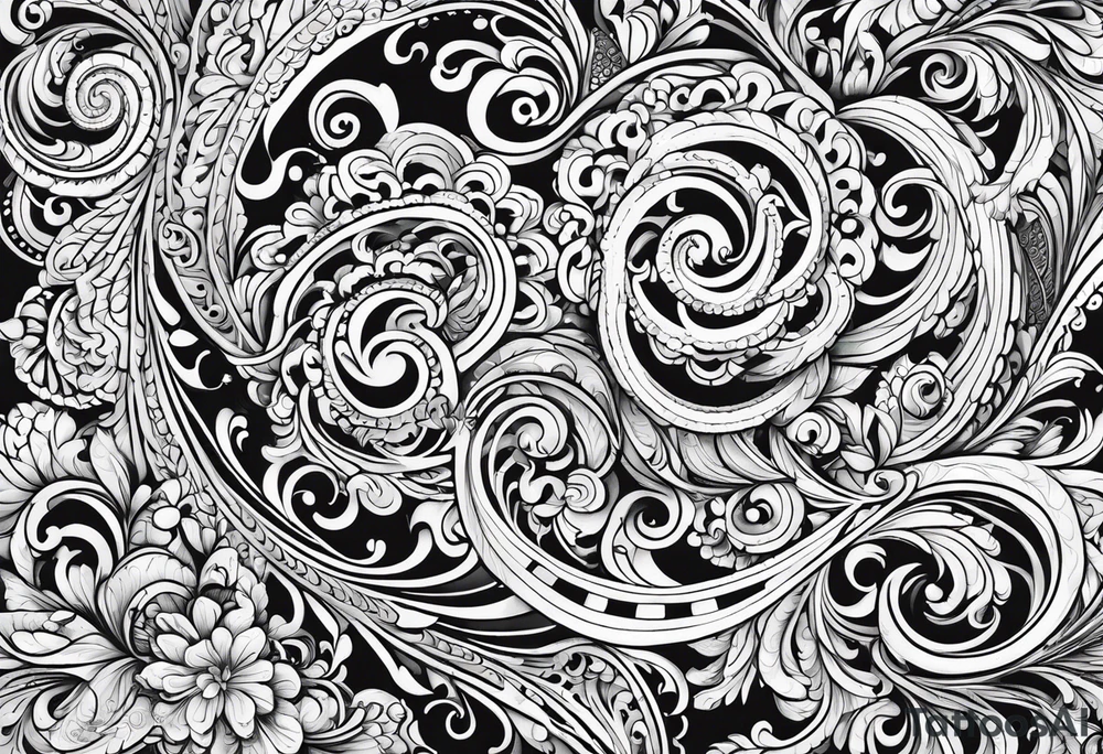 Swirls and whirls of lace repeating tattoo idea