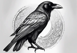 crow looking backwards sankofa realistic forearm tattoo idea