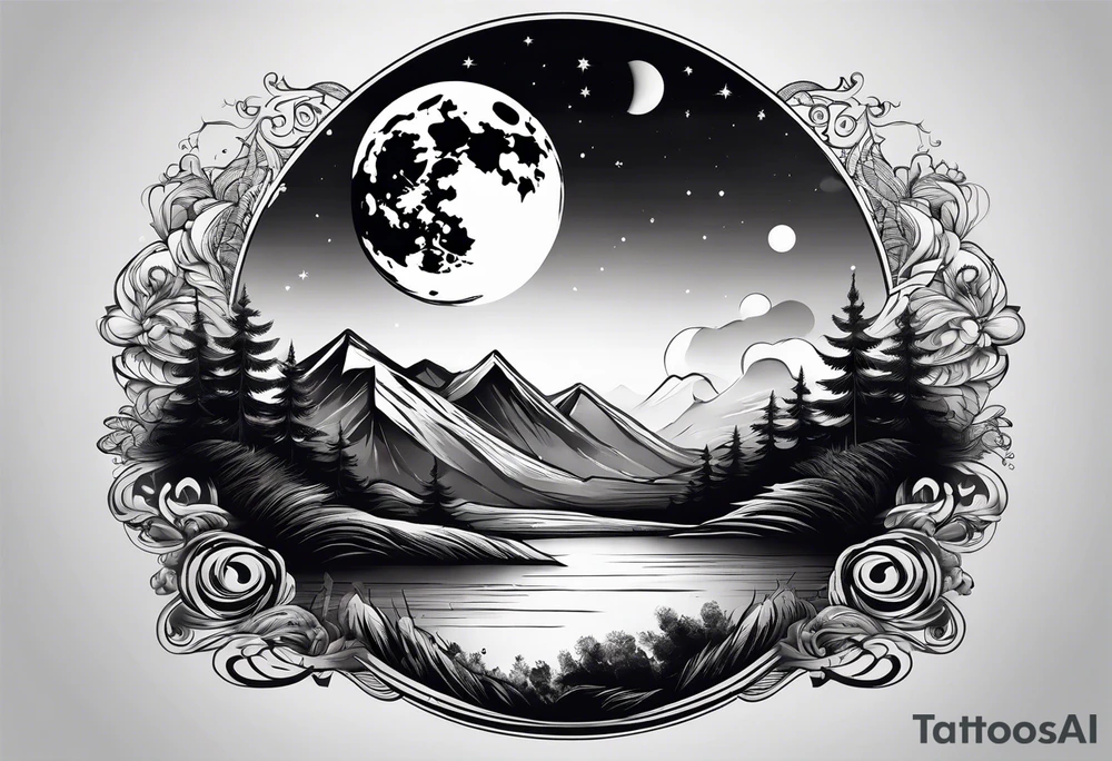 Full moon in sky tattoo idea