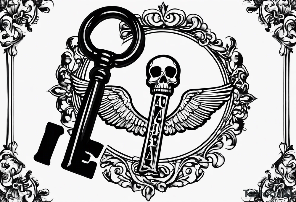 Simple skeleton key for him, incorporate the letter a tattoo idea