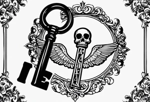 Simple skeleton key for him, incorporate the letter a tattoo idea