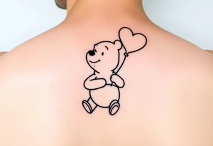 Winnie the pooh with a heart balloon tattoo idea