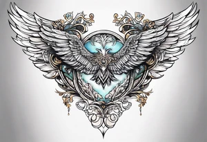 Full sternum tattoo wings wide tattoo idea