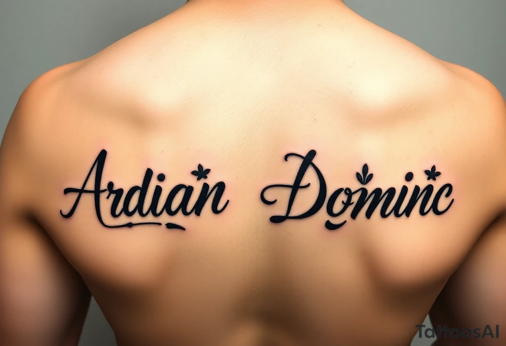 My kids names- Ariana Adrian Dominic in gangster script calligraphy tattoo idea