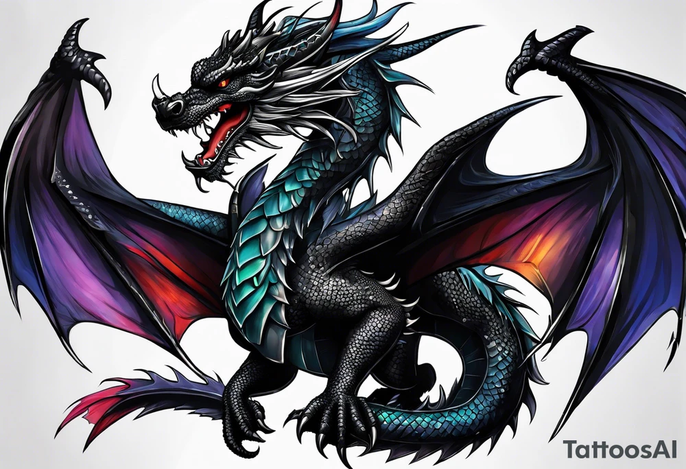 Black dragon. 4th Wing. tattoo idea