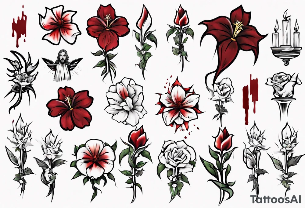 Jesus, bleeding flower tattoo idea