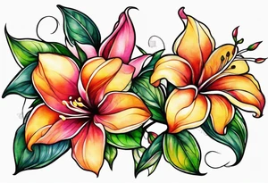 abstract mandevilla flowers on a vine tattoo idea