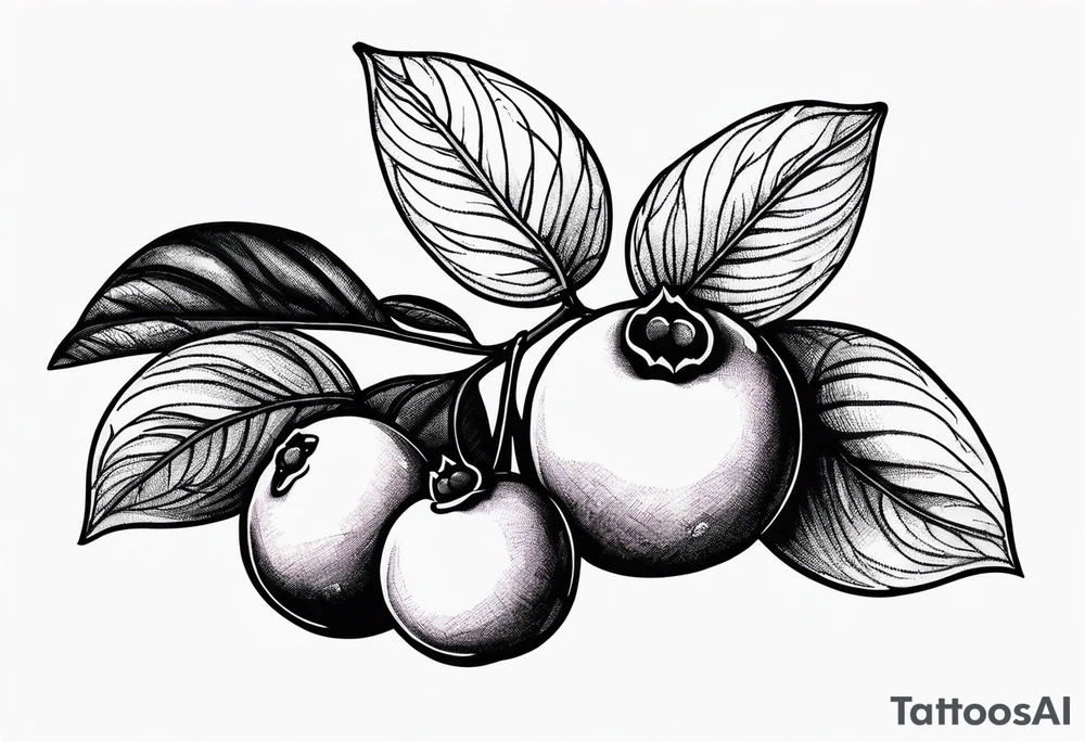 3 blueberries with a single leaf tattoo idea