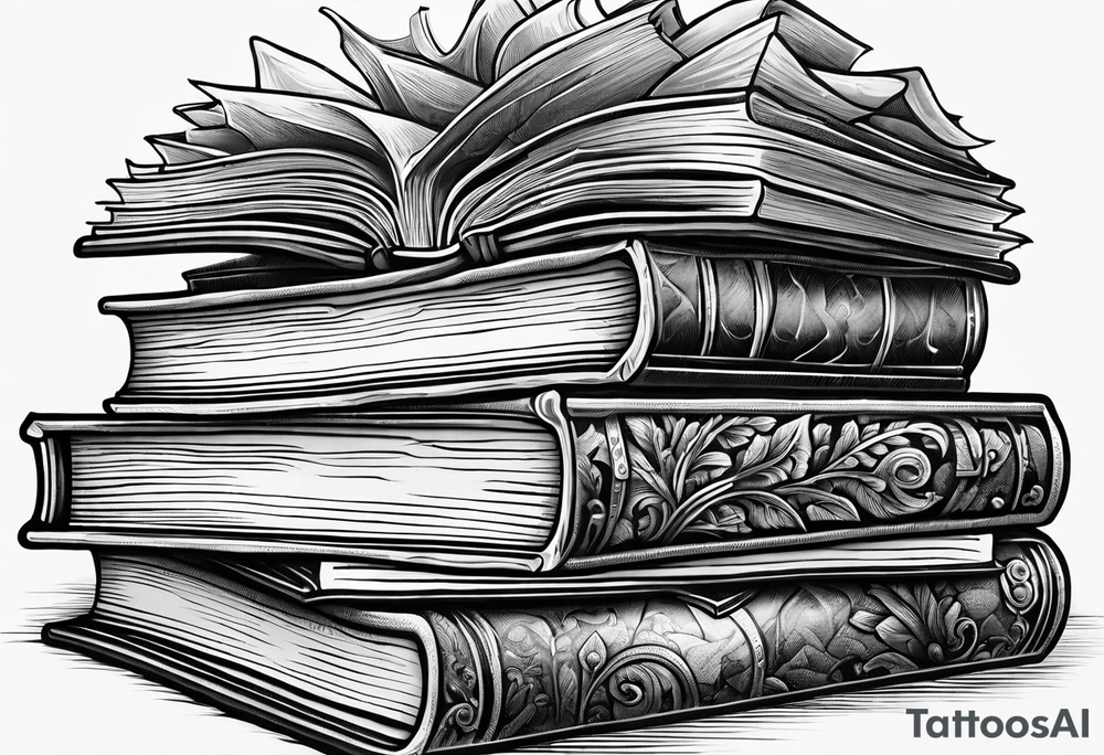 Stack of books as a jigsaw puzzle tattoo idea