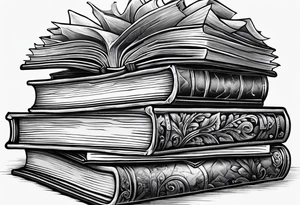 Stack of books as a jigsaw puzzle tattoo idea