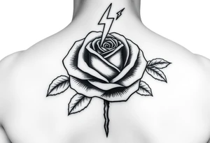 Money rose with 💯 above it with lightning tattoo idea