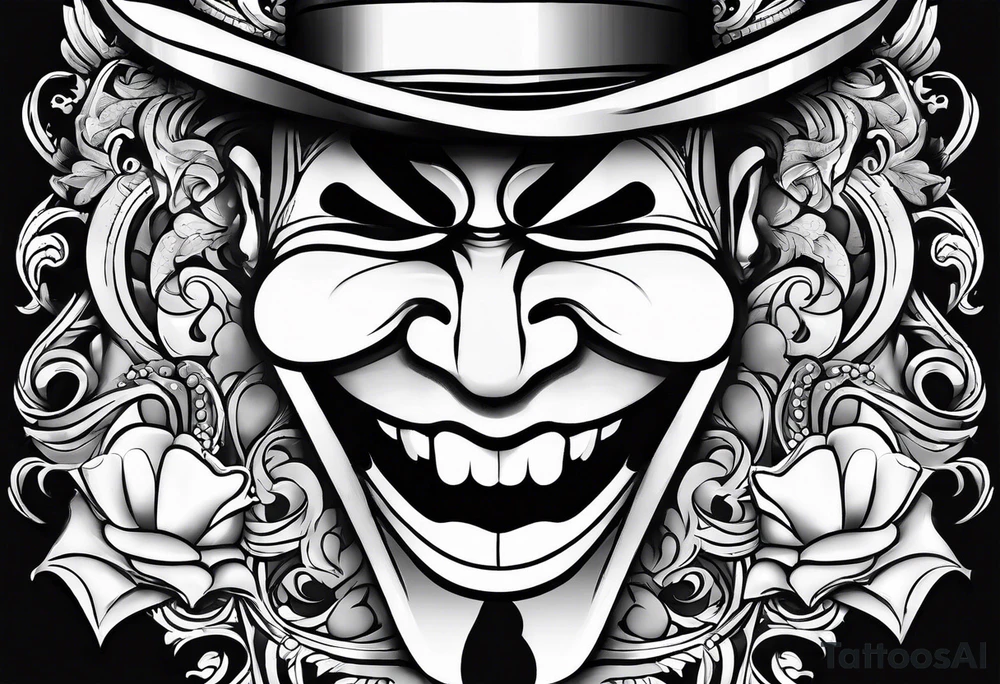 Smile now cry later gangster art masks tattoo idea