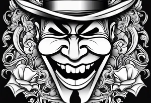 Smile now cry later gangster art masks tattoo idea