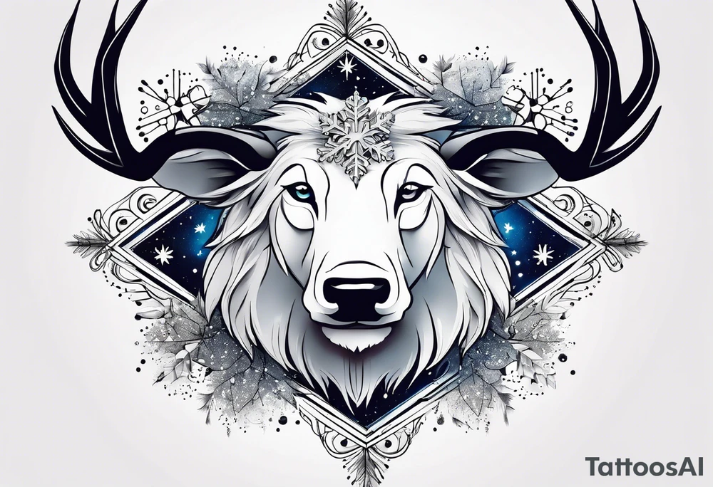 Constellation, animal, snowflake tattoo idea