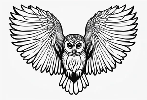 barred owl wings outstretched with a snake in its feet tattoo idea