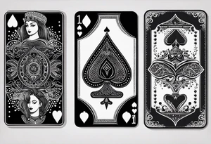 one playing card with both queen of hearts and king of spades in extrem minimalistic  style tattoo idea